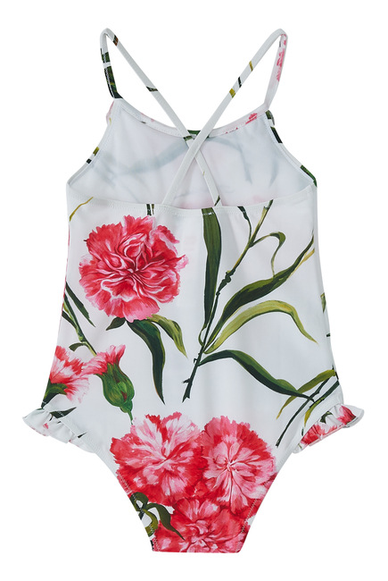 بدلة سباحة هابي جاردن بتصميم قطعة واحدة ونقشة زهور القرنفل